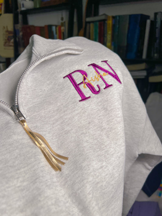 Embroidered 1/4 Zip Crewneck